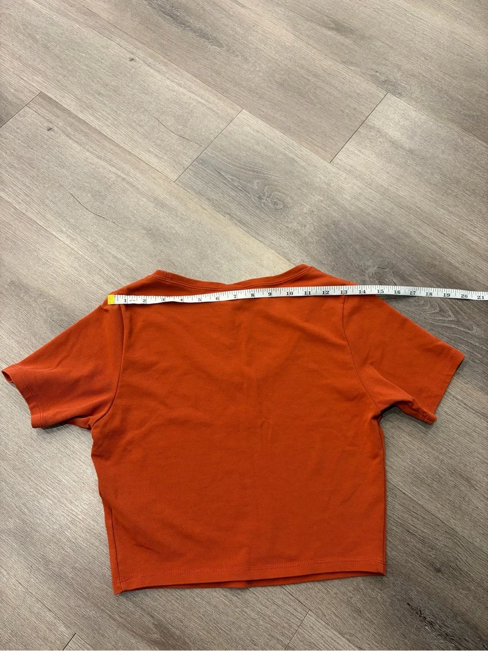 Nike Women's Rust Orange Cropped Tee with White Swoosh